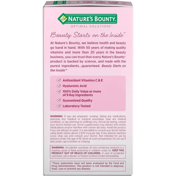 CABELLO PIEL Y UÑAS EXTRA STRENGTH NATURE'S BOUNTY + BIOTINA 5000 MCG 150 CÁPSULAS BLANDAS