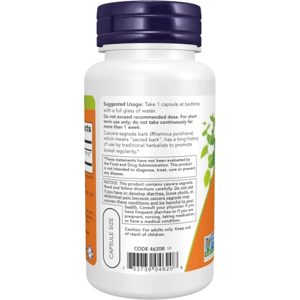 CÁSCARA SAGRADA NOW FOODS 450 MG 100 CÁPSULAS