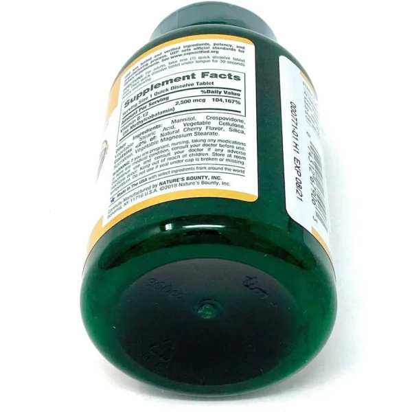 VITAMINA B12 QUICK DISSOLVE NATURE'S BOUNTY 2500 MCG CEREZA 300 TABLETAS