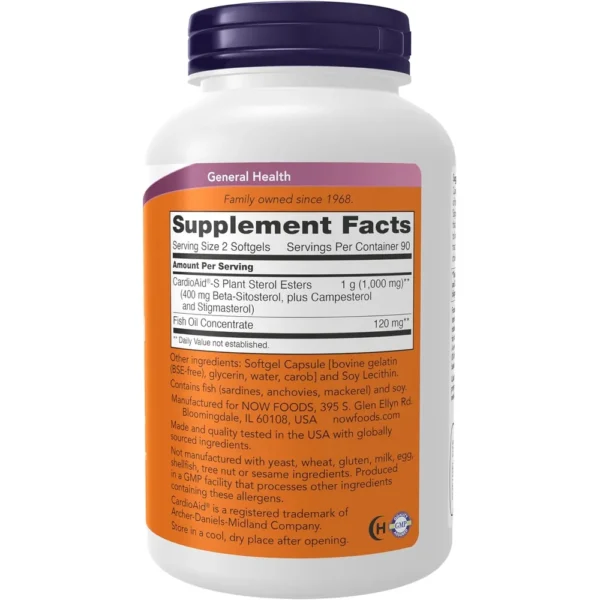 BETA-SITOSTEROL NOW FOODS CON ACEITE DE PESCADO 180 CÁPSULAS