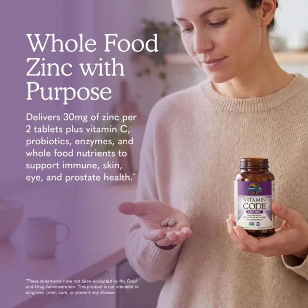 ZINC GARDEN OF LIFE VITAMIN CODE RAW 30 MG + VITAMINA C 60 CÁPSULAS