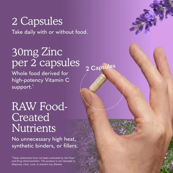 ZINC GARDEN OF LIFE VITAMIN CODE RAW 30 MG + VITAMINA C 60 CÁPSULAS
