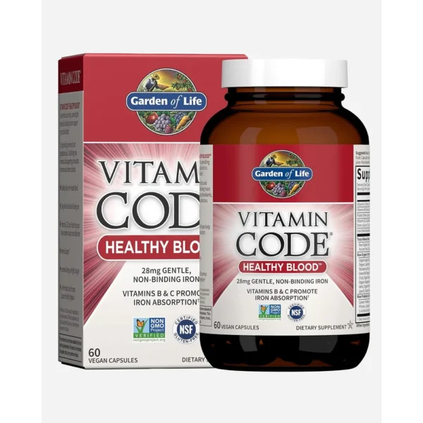 HIERRO GARDEN OF LIFE VITAMIN CODE HEALTHY BLOOD 28 MG 60 CÁPSULAS