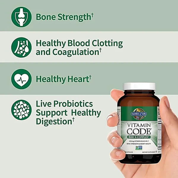 VITAMINA K GARDEN OF LIFE VITAMIN CODE RAW K-COMPLEX 230 MCG 60 CÁPSULAS