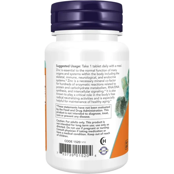 GLUCONATO DE ZINC NOW FOODS 50 MG 100 TABLETAS