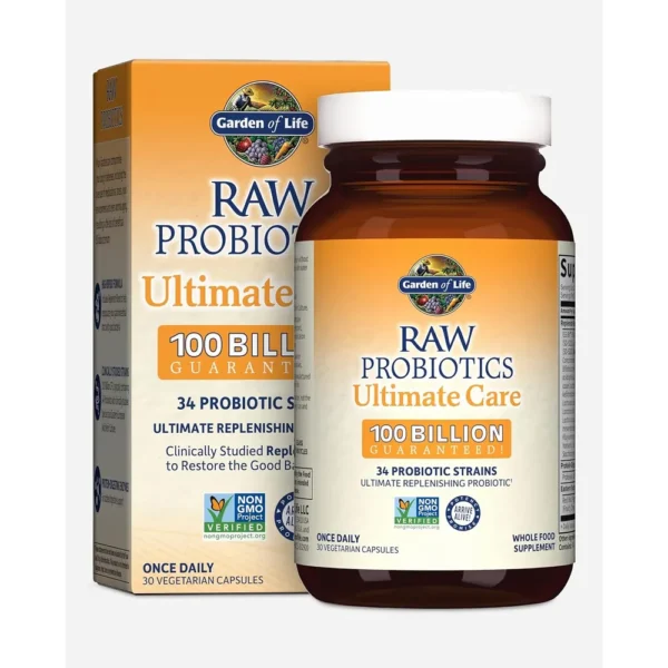 PROBIÓTICO GARDEN OF LIFE RAW ULTIMATE CARE 100 BILLONES 34 CEPAS 30 CÁPSULAS