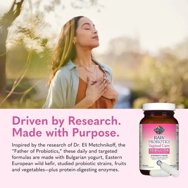 PROBIÓTICO GARDEN OF LIFE RAW VAGINAL CARE 50 BILLONES 38 CEPAS 30 CÁPSULAS