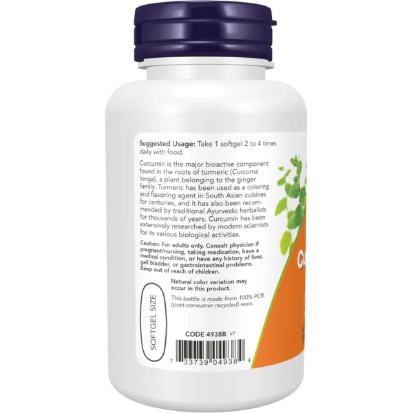 CÚRCUMA CURCUMINA NOW FOODS 95% CURCUMINOIDES 60 CÁPSULAS BLANDAS