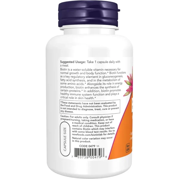 BIOTINA NOW FOODS 10 MG / 10000 MCG 120 CÁPSULAS