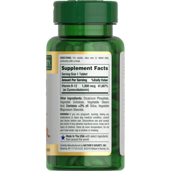 VITAMINA B12 NATURE'S BOUNTY 1000 MCG 200 TABLETAS