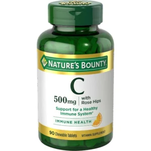 VITAMINA C NATURE'S BOUNTY 500 MG + ROSA MOSQUETA NARANJA 90 TABLETAS MASTICABLES | PACK 2