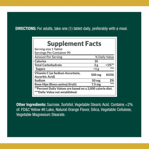 b00e4mks4i_2.webp VITAMINA C NATURE'S BOUNTY 500 MG + ROSA MOSQUETA NARANJA 90 TABLETAS MASTICABLES | PACK 2
