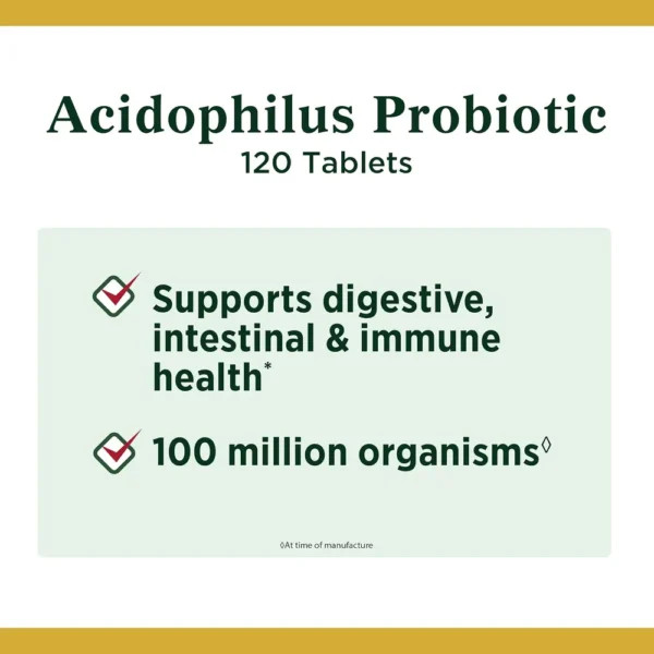 PROBIÓTICO ACIDOPHILUS NATURE'S BOUNTY 100 TABLETAS