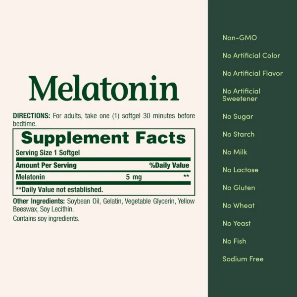 MELATONINA NATURE'S BOUNTY 5 MG 90 CÁPSULAS BLANDAS | PACK 4