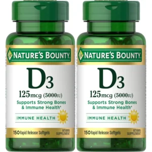 VITAMINA D3 NATURE'S BOUNTY 5000 UI 150 CÁPSULAS BLANDAS | PACK 2