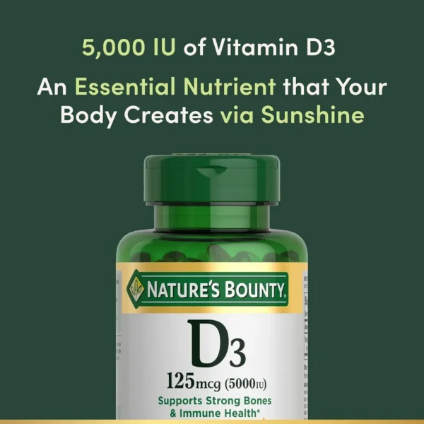 VITAMINA D3 NATURE'S BOUNTY 5000 UI 150 CÁPSULAS BLANDAS | PACK 2