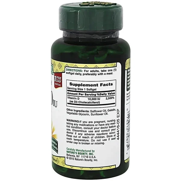 VITAMINA D3 NATURE'S BOUNTY 10000 UI 72 CÁPSULAS BLANDAS | PACK 2
