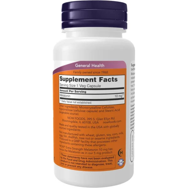 MELATONINA NOW FOODS 10 MG 100 CÁPSULAS