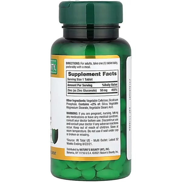 ZINC NATURE'S BOUNTY 50 MG 100 TABLETAS | PACK 3