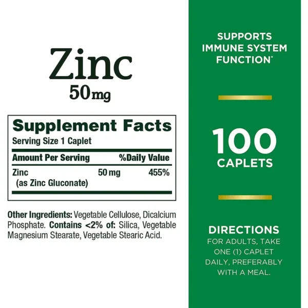 ZINC NATURE'S BOUNTY 50 MG 100 TABLETAS | PACK 3