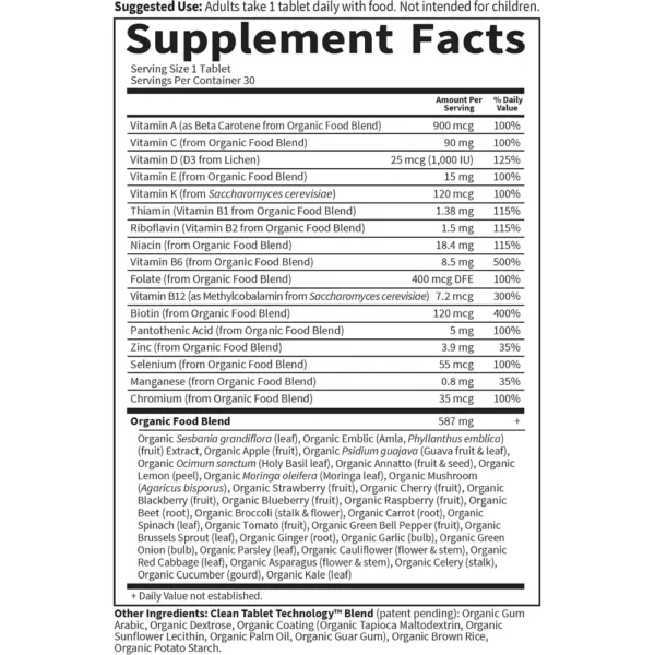 MULTIVITAMÍNICO GARDEN OF LIFE ORGANICS MEN'S ONCE DAILY 30 TABLETAS