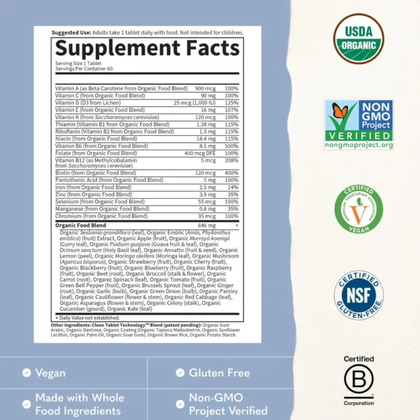 MULTIVITAMÍNICO GARDEN OF LIFE ORGANICS MEN'S ONCE DAILY 60 TABLETAS