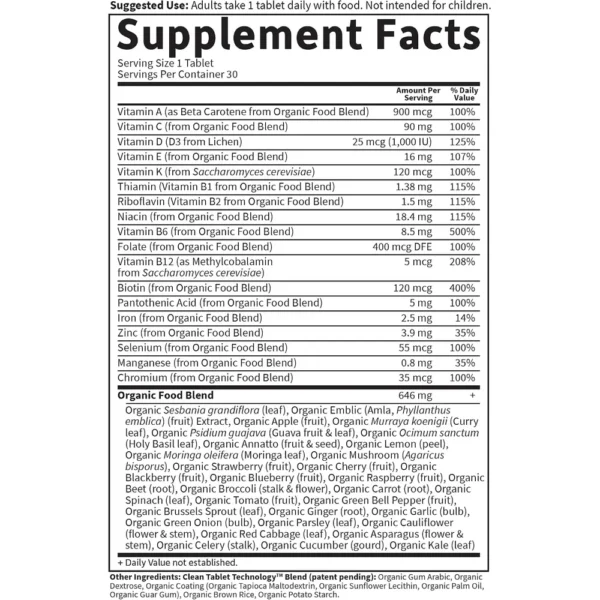 MULTIVITAMÍNICO GARDEN OF LIFE ORGANICS WOMEN'S ONCE DAILY 30 TABLETAS