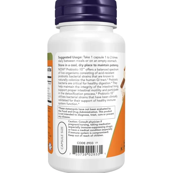 PROBIOTIC-10 NOW FOODS 25 BILLONES UFC 10 CEPAS 100 CÁPSULAS