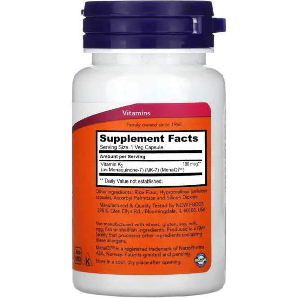 VITAMINA K2 MK-7 NOW FOODS 100 MCG 60 CÁPSULAS | PACK 2