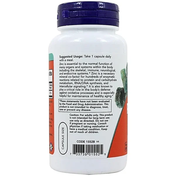 PICOLINATO DE ZINC NOW FOODS 50 MG 120 CÁPSULAS