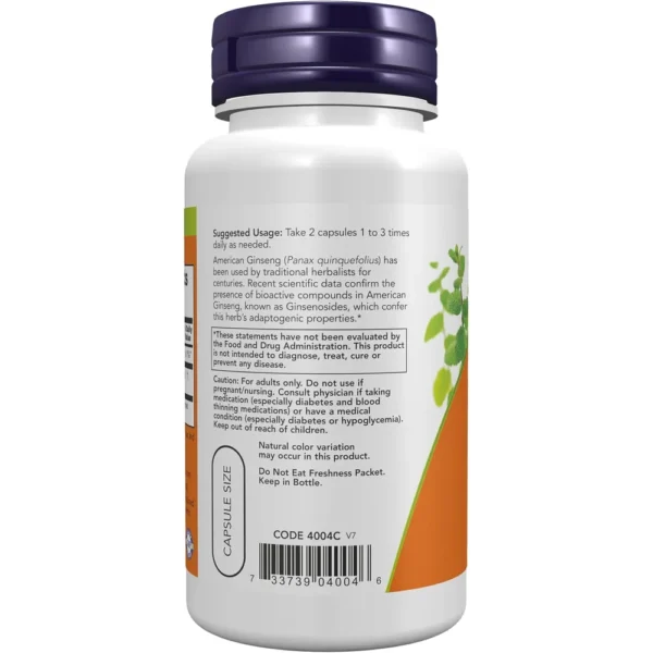 GINSENG AMERICANO NOW FOODS 500 MG 100 CÁPSULAS | PACK 3
