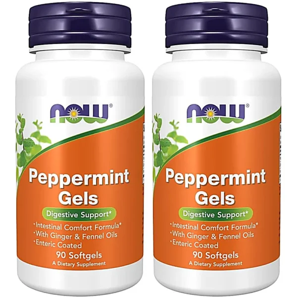 PEPPERMINT GELS NOW FOODS CON JENGIBRE + HINOJO 90 CÁPSULAS BLANDAS | PACK 2