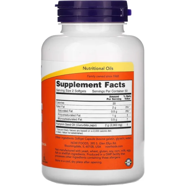 b00sly85li_3.webp ACEITE DE SEMILLA DE CALABAZA NOW FOODS 1000 MG 100 CÁPSULAS BLANDAS | PACK 2