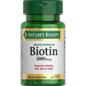 BIOTINA QUICK DISSOLVE NATURE'S BOUNTY 5000 MCG FRESA 60 TABLETAS