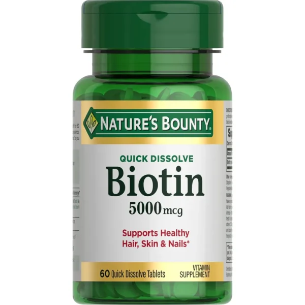 BIOTINA QUICK DISSOLVE NATURE'S BOUNTY 5000 MCG FRESA 60 TABLETAS