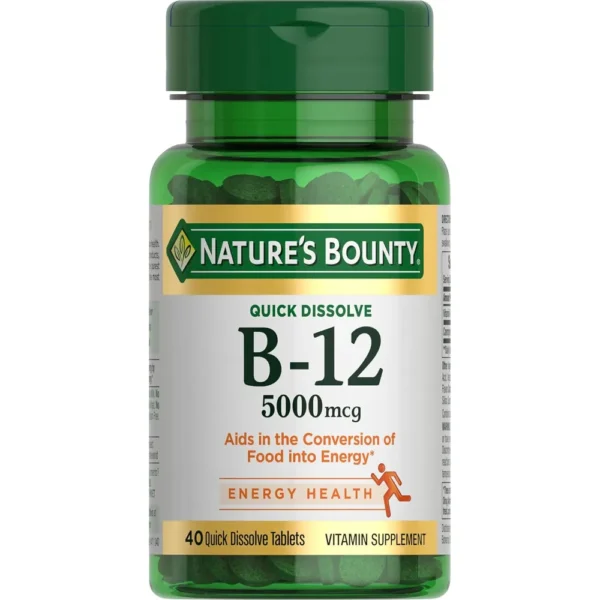 VITAMINA B12 QUICK DISSOLVE NATURE'S BOUNTY 5000 MCG CEREZA 40 TABLETAS