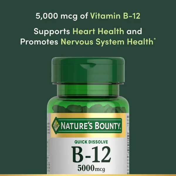 VITAMINA B12 QUICK DISSOLVE NATURE'S BOUNTY 5000 MCG CEREZA 40 TABLETAS