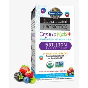 PROBIÓTICO GARDEN OF LIFE ORGANIC KIDS+ 5 BILLONES 14 CEPAS BERRY CHERRY 30 MASTICABLES