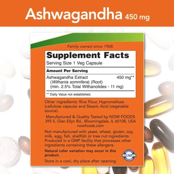 ASHWAGANDHA NOW FOODS 450 MG 90 CÁPSULAS | PACK 2