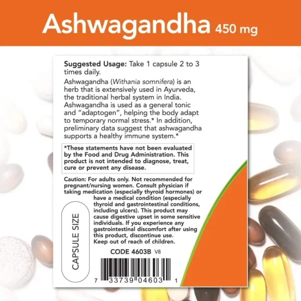 ASHWAGANDHA NOW FOODS 450 MG 90 CÁPSULAS | PACK 2