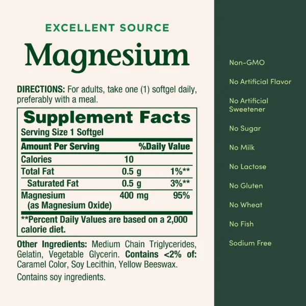 MAGNESIO NATURE'S BOUNTY 400 MG 75 CÁPSULAS BLANDAS