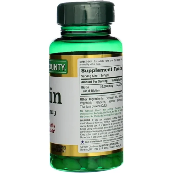 BIOTINA NATURE'S BOUNTY 10000 MCG 120 CÁPSULAS BLANDAS | PACK 2