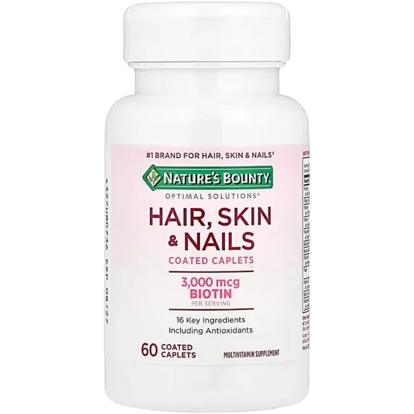 CABELLO PIEL Y UÑAS NATURE'S BOUNTY + BIOTINA 3000 MCG 60 TABLETAS | PACK 4