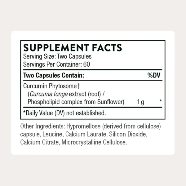 CURCUMINA PHYTOSOME THORNE 1000 MG POR PORCIÓN 120 CÁPSULAS
