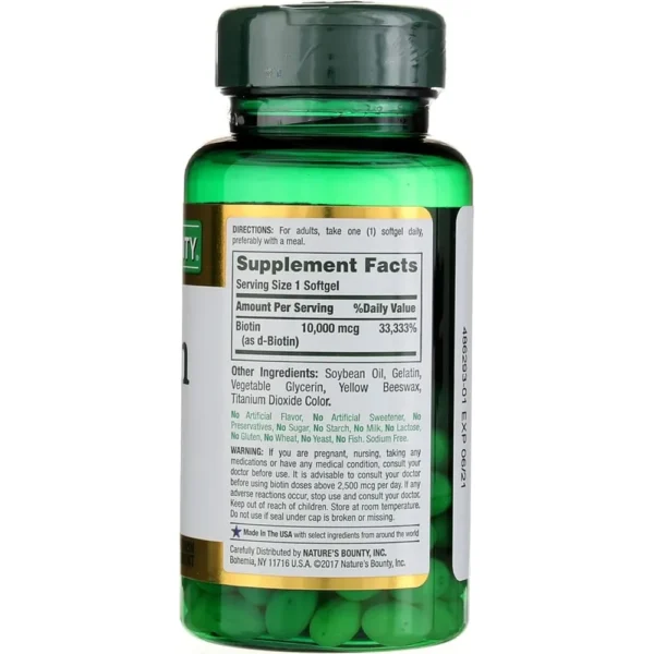 BIOTINA NATURE'S BOUNTY 10000 MCG 120 CÁPSULAS BLANDAS