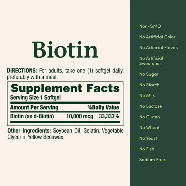 BIOTINA NATURE'S BOUNTY 10000 MCG 120 CÁPSULAS BLANDAS