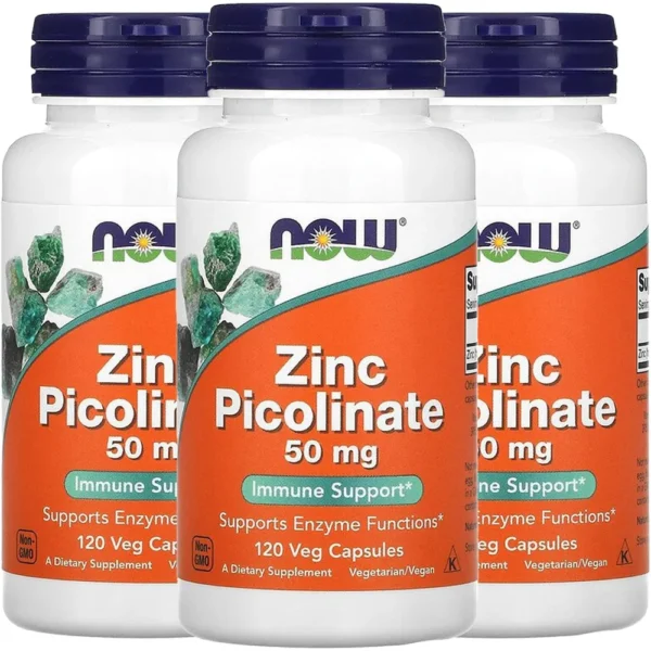 PICOLINATO DE ZINC NOW FOODS 50 MG 120 CÁPSULAS | PACK 3