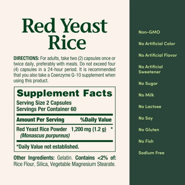 ARROZ DE LEVADURA ROJA NATURE'S BOUNTY 600 MG 120 CÁPSULAS | PACK 2