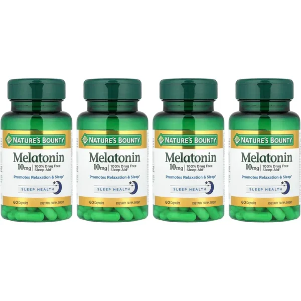 MELATONINA NATURE'S BOUNTY 10 MG 60 CÁPSULAS | PACK 4