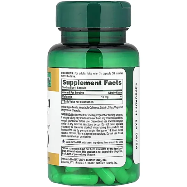 MELATONINA NATURE'S BOUNTY 10 MG 60 CÁPSULAS | PACK 4
